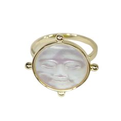 18k gold plated 925 sterling silver 2cm Diameter Gold Plated Round Dome Ring As Gift, Gold Plated Pearl Ring As A Gift, Gold Sterling Silver Moonstone Ring, Mystical Gold Round Rings, Round Moon Charm Jewelry For Party, Celestial Round Jewelry For Parties, Mystical Round Halo Ring, Gold Moon Phase Ring As Gift, Gold Moonstone Ring With Moon Phase