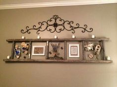 an old wood ladder and chicken wire makes wonderful wall decor