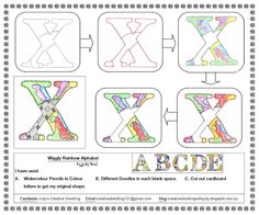 the letter x is made up of different colors and shapes, including letters that appear to be colored