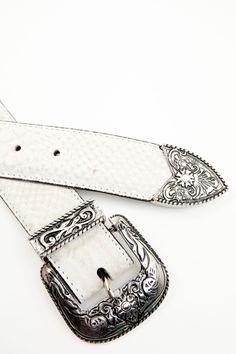 Silver-tone hardware Etched western roller buckle White snake print leather belt Smooth leather trim Genuine leather Imported Cowboy Belt, White Snake, Western Belt, Western Belts, White Belt, Fragrance Gift, Fragrance Gift Set, Cold Weather Accessories, Denim Outfit