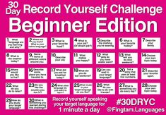 the 30 day record yourself challenge poster