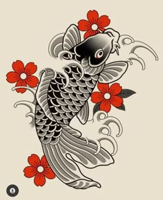 Japanese Tattoo Koi, Pez Koi Tattoo, Japanese Fish Tattoo, Japanese Mask Tattoo, Traditional Japanese Tattoo Flash, Karp Koi, Japanese Koi Fish Tattoo, Tattoo Japanese Style, Koi Tattoo Design