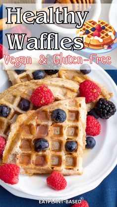 healthy waffles, vegan and gluten - free on a plate