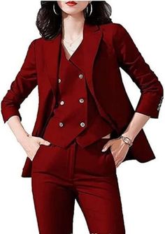 wedding tuxedo Suit For Women Womens Suit Vest, Black And Red Suit, 80s Prom Dress, 80s Prom, Wedding Tuxedo, Set Plus Size, Plus Size Suits, Ladies Blazer, Woman Suit Fashion