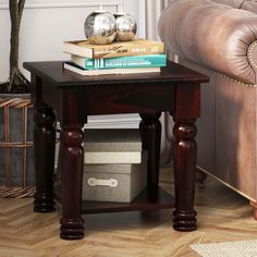 a small table with books on top of it