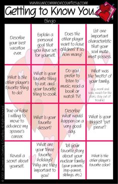 a valentine's day game with the words getting to know you