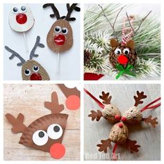 four different christmas crafts for kids to make