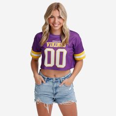 Minnesota Vikings Womens Gameday Mesh Crop Top FOCO S - FOCO.com Mesh Texture, Viking Woman, Mesh Crop Top, Logo Display, Team Name, Minnesota Vikings, Team Names, Clothing Line, Bold Fashion