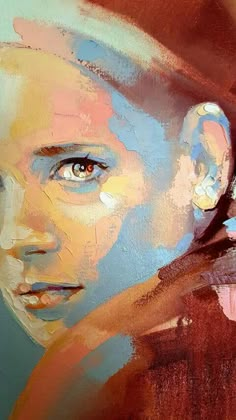 a painting of a young boy with blue eyes