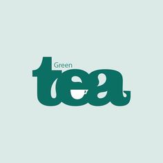 the green tea logo is shown on a light blue background