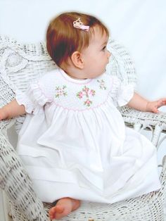 Girl's White Christening Easter Bishop Cross Dress--Carousel Wear - 1 Cross Dress, Baptism Gown, Smocked Dresses, Girls Easter Dresses, Girls White Dress