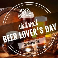 national beer lover's day banner with two mugs of beer on a table