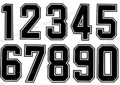 the numbers are black and white for each team's uniform or number, as well as