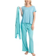 A 3-piece set featuring an open front cardigan, open leg pant and soft tee. Easter Pajamas, Flannel Pajama Sets, Satin Short, Fleece Pajamas, Crop Top And Shorts, Womens Fleece, Cotton Pyjamas, Fleece Pants, Short Pajama Set