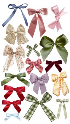 many different types of bows are shown together