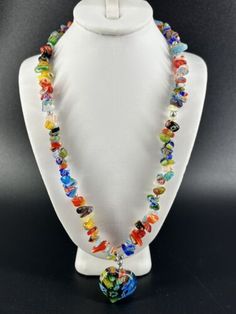 Millefiori Heart Pendant Rainbow Colorful Chip Bead Necklace 16” | eBay Chip Bead Necklace, Chip Necklace, Antique Jewelry Necklace, Chip Beads, Wonderful Things, Bead Necklace, Heart Pendant, Costume Jewelry, Antique Jewelry