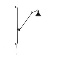 a black and white photo of a floor lamp on a white background with the light turned off