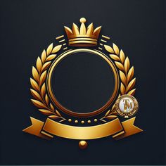 a gold emblem with a crown and ribbon around the center on a black background that says nn