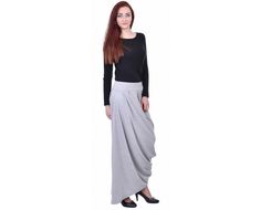 Plus Size Skirt, Oversize Skirt, Black Skirt, Long Skirt, Loose Skirt, Flared Skirt, Asymmetrical Skirt, Formal Skirt. Asymmetrical skirt. The skirt stays frilled because of it's design. It is with wide elastic waist. Product ID: EL 1452 Material: 90% Viscose, 10% Elastane Sizes: XXS, XS, S, M, L, XL, 2XL, 3XL, 4XL, 5XL, 6XL When You place an order, please leave a telephone number and full address! SIZE GUIDE XXS BUST: 30.3'' - 31.5'' / 77 - 80 cm WAIST: 23.6'' - 24.8'' / 60 - 63 cm HIPS: 31.5'' Gray Flowy Maxi Skirt, Casual Asymmetrical Gathered Skirt, Casual Long Flowy Draped Skirt, Baggy Long Skirt For Fall, Casual Draped Lined Skirt, Casual Long Draped Skirt, Baggy Pleated Maxi Skirt, Baggy Long Gathered Skirt, Baggy Skirt