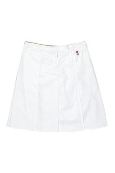 Current Boutique-Prada - White Cotton Pleated Tennis Skirt Sz 2 Preppy Lined Tennis Skirt For Fall, Fall Preppy Lined Tennis Skirt, Sporty Spring Skort For School, Fitted Preppy Tennis Skirt For Fall, Retro Cotton Tennis Skirt For Summer, Classic Fitted Cotton Skort, Casual Tennis Skort For Spring, Preppy Cotton Skirt, Spring Relaxed Tennis Skirt