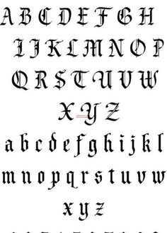 an old english alphabet with some writing on it's sides and the letters in black ink