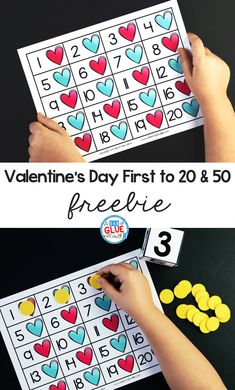 valentine's day printables for kids to play with and practice counting numbers