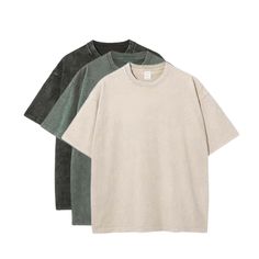 three t - shirts in various colors and sizes, one is black, the other is white