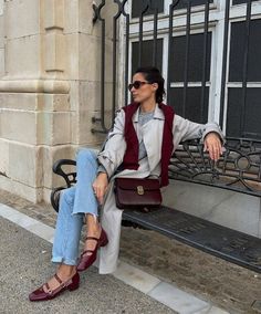 Burgundy Flats Outfit, Mary Jane Flats Outfit, Red Flats Outfit, Burgundy Shoes Outfit, Mary Jane Outfit, Mary Janes Outfit, Mary Jane Shoes Outfit, Casual Dinner Outfits