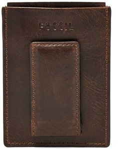 Fossil Derrick Leather RFID-Blocking Magnetic Card Case Cognac Rfid Blocking Wallet For Everyday, Cognac Card Holder With Rfid Blocking For Everyday Use, Luxury Leather Wallet With Rfid Blocking, Brown Rfid Blocking Wallet, Leather Wallets With Rfid Blocking For On-the-go, Magnetic Card, Radio Frequency, Mens Cologne, Mens Gift Sets