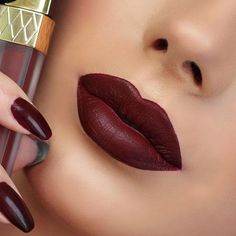 Dark Lip Color, Dark Maroon Lipstick, Maroon Eye Makeup, Vampy Lipstick, Lips Nails