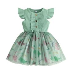 Size: 80 Recommended age: 6-12 Months Bust: 50cm/19.69'' Length: 47cm/18.50'' Size: 90 Recommended age: 12-18 Months Bust: 52cm/20.47'' Length: 50cm/19.69'' Size: 100 Recommended age: 18-24 Months Bust: 54cm/21.26'' Length: 53cm/20.87'' Size: 110 Recommended age: 2-3 Years Bust: 56cm/22.05'' Length: 56cm/22.05'' Size: 120 Recommended age: 3-4 Years Bust: 58cm/22.83'' Length: 59cm/23.23'' Toddler Girls Fly Sleeve Dinosaur Prints Tulle Ribbed Princess Dress Clothes Features: Materials bring better wearing experience.Soft breathable and flexible to your baby's skin.Both hand-wash and machine-wash are ok. Fashion design,your little baby will get lot of compliments. Suitable for any occasion ,It is for indoor, outdoor wear, baby photography,baby gifts etc. Provide the best comfort experience fo Girls Boho Dress, Toddler Girl Dresses Summer, Dinosaur Prints, Cute Sundress, Girls Tulle Dress, Girls Maxi Dresses, Girls Tutu Dresses, Teen Girl Dresses