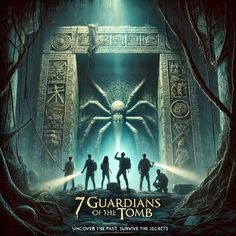 the poster for the movie 7 guardianss of the tomb, which features four men standing in