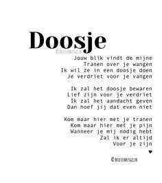 a white poster with the words doosie written in black