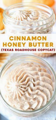 cinnamon honey butter in two glass jars with text overlay that reads, cinnamon honey butter texas roadhouse copycat