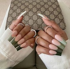 Khaki Green Nails Acrylic, Khaki Tips Nails, Khaki French Tip Nails, Khaki Nails Acrylic, Colored French Tip Nails Coffin, Khaki Nail Designs, Acrylic Nails Dark Skin, Square Nail Designs Trending Now, Acrylic Nails Coffin Ideas