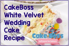 a piece of cake on a plate with the words cakeboss white velvet wedding cake recipe