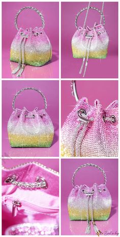 Bird in Bag – Exquisite Womens Evening Clutch Bag – Bird in Bag Trendy Top Handle Bucket Bag For Party, Multicolor Bucket Bag For Party, Pink Bucket Bag For Party, Glamorous Multicolor Bags For Formal Occasions, Pink Bucket Bag For Parties, Pink Party Bucket Bag, Multicolor Tote Shoulder Bag For Party, Glamorous Multicolor Clutch Bag, Elegant Multicolor Bucket Bag For Everyday Use