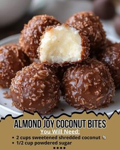 Easy Holiday Cookies, Petite Fours, Coconut Bites, Homemade Fudge Recipes, Almond Joy Cookies, Homemade Fudge, Candy Recipes Homemade, Almond Joy