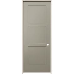 an open door on a white background with the bottom panel painted in gray and the bottom panel