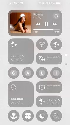 an iphone screen with various buttons and symbols on the phone's display, as well as other icons