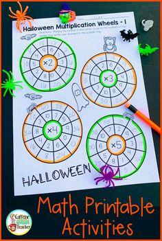 halloween math printable activities for kids to practice numbers and counting with spider webs