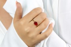 A dainty, must-have! This handmade piece showcases a delicate red Ruby set in gleaming gold prongs. Ruby is a July birthstone making this a charming choice for a gift ring. Also a lovely promise ring or present for celebrations. ☛ 𝒜𝐵𝒞 - Add Engraving - https://etsy.me/3CLxYPZ ☛ Ring size - Select the size you would like from the drop down menu ♥ Gemstone Type - Ruby (Lab Created) ♥ Gemstone Size - 7x10mm ♥ Gemstone Cut - Oval ♥ Metal Type (Main Photo) - 14k Gold Filled - Other options availab Dainty Red Solitaire Ruby Ring, Minimalist Gold Ruby Ring, Gold Ruby Jewelry For Proposal, Gold Ruby Ring 14k Gold For Gift, Dainty Gold Ruby Ring For Valentine's Day, Dainty Gold Ruby Ring For Proposal, Gold Ruby Ring For Proposal, Proposal Gold Ruby Rings, Dainty Gold Solitaire Ruby Ring