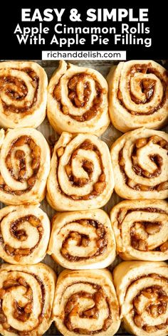 cinnamon rolls with text overlay that reads easy and simple vanilla cinnamon rolls with almond filling