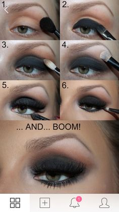 Smokey black shadow Dark Eye Makeup, Makeup Tutorial Step By Step, Drawing Eyes