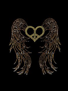 two heart shaped wings with gold beads in the shape of an angel's wings