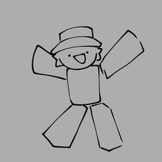 a black and white drawing of a person wearing a hat, holding a baseball bat