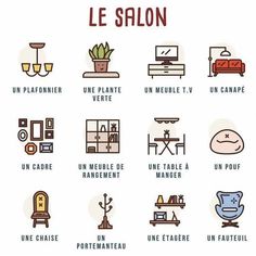 a poster with different types of furniture in french