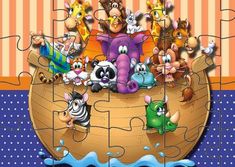 a puzzle with many animals on it