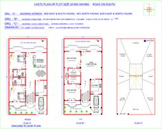 two story house plan with three floors and an open floor plan