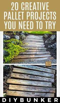 the cover of 20 creative pallet projects you need to try by diybunker